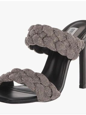 Steve Madden Kenley Women's Braided Black Rhinestone Heeled Sandals Sz 8
